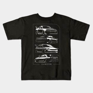 JDM cars on gray Kids T-Shirt